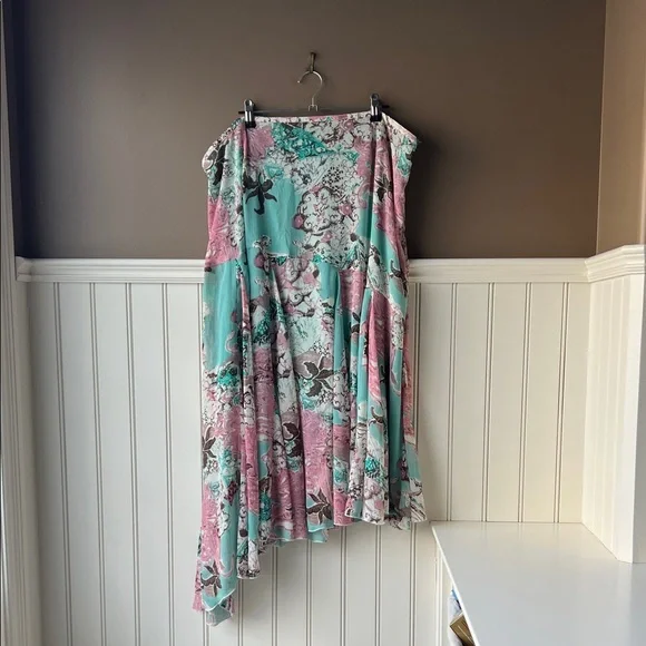 Encore Turquoise Floral Asymmetrical Maxi Skirt 16 - Picture 8 of 10